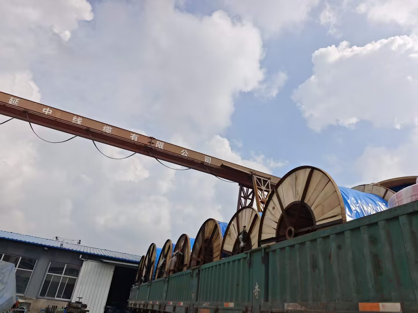 Cable reels prepared for shipment